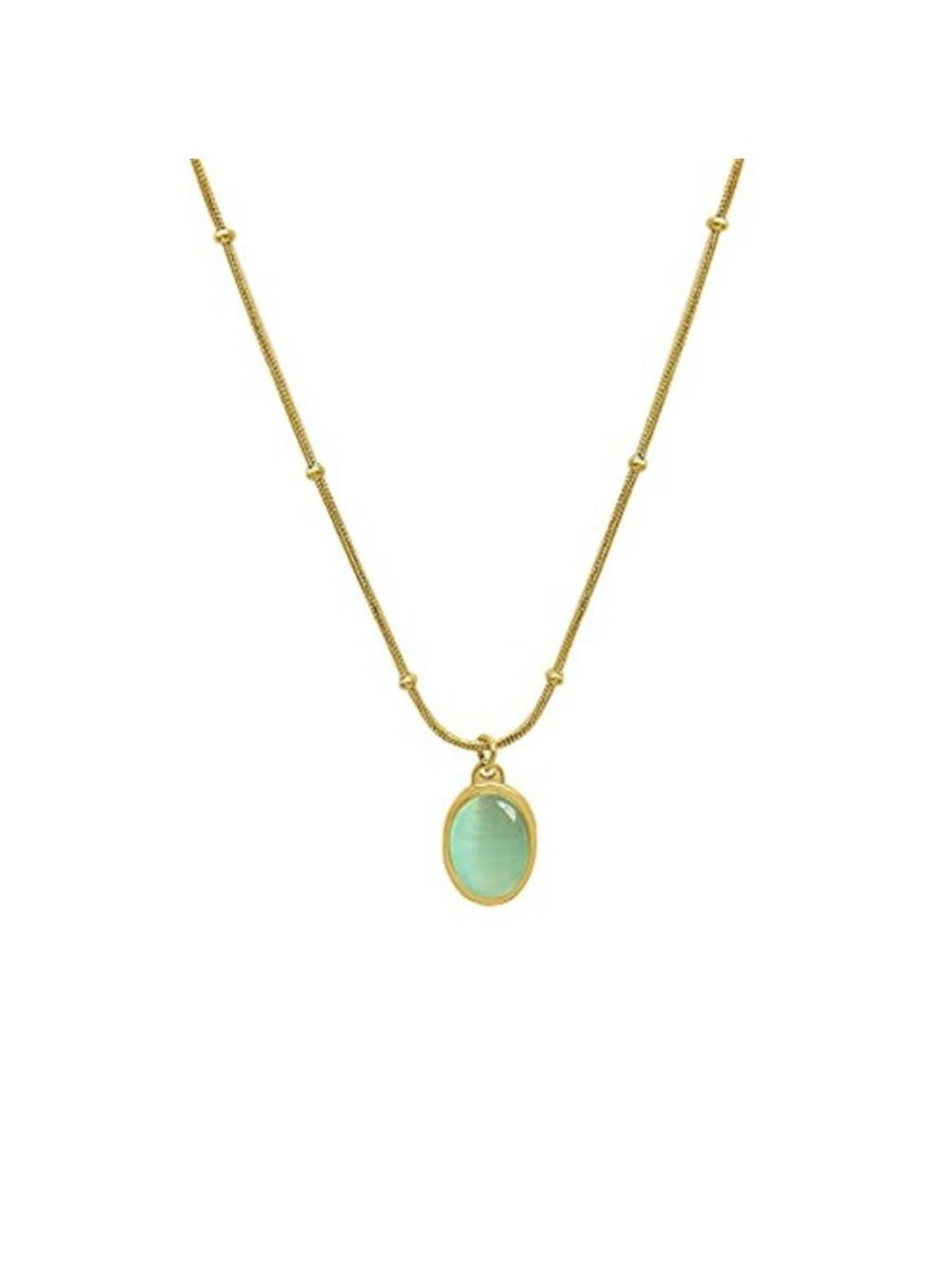 Green Aventurine Stone Pendant Necklace for Women Dainty 18K Plated Gold Chain